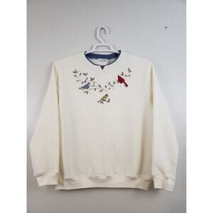 (9) 90s Y2K HASTING & SMITH SWEATER WOMENS SIZE L EMBROIDERED BIRDS Grandma Core